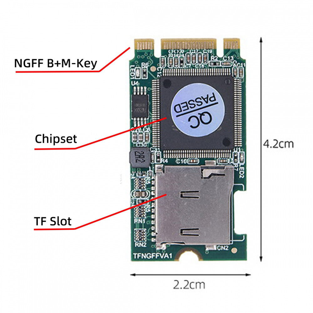 22x42mm M.2 NGFF B-Key to Micro SD T-Flash TF Card Rearder B+M Key Adapter Embedded for Industrial Mobile SSD EP-041-2242MM