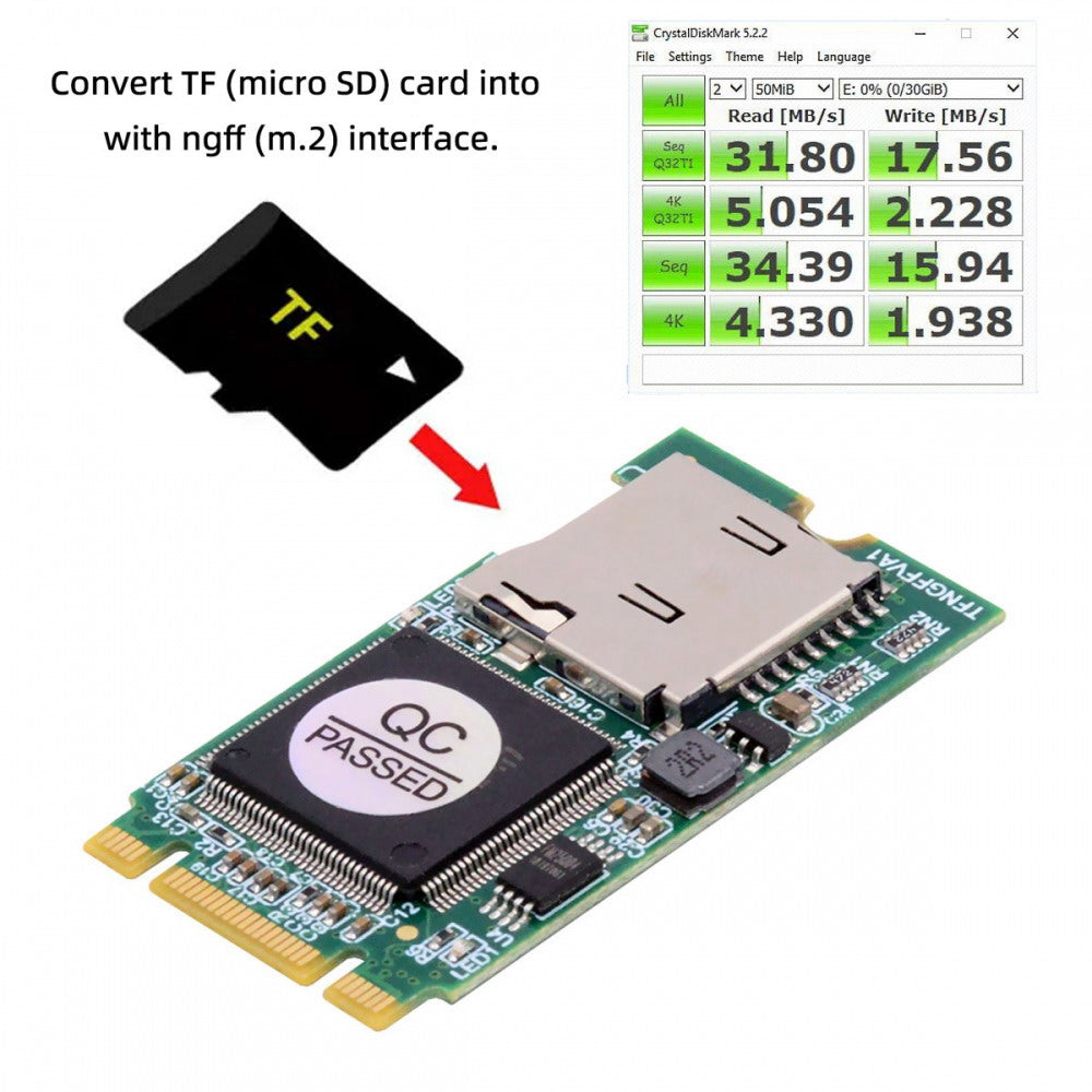 22x42mm M.2 NGFF B-Key to Micro SD T-Flash TF Card Rearder B+M Key Adapter Embedded for Industrial Mobile SSD EP-041-2242MM