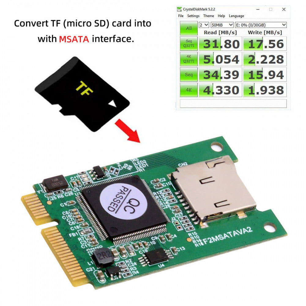 30x50mm MSATA to Micro SD T-Flash TF Card Rearder Adapter Embedded for Industrial Mobile SSD EP-041-3050MM
