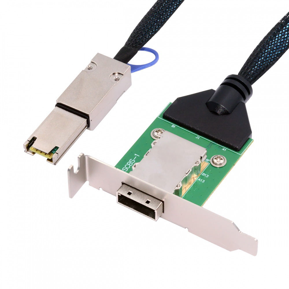 External Mini SAS SFF-8088 Male to SFF-8088 Female Extension Cable PCBA With Low Profile Bracket SF-083-26PIN