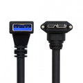 Down Angled 90 Degree USB 3.0 A Male to Micro-B 3.0 Plug Down Angled Locking Screw Panel Cable 25cm U3-078-DN