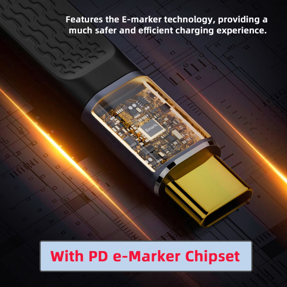 240W Type-C USB-C Male to Male USB4 40Gbps 100W 8K Flat Slim FPC Data Opposite U Shape Back Angled Cable for Laptop Phone 13cm UC-002-0.13S