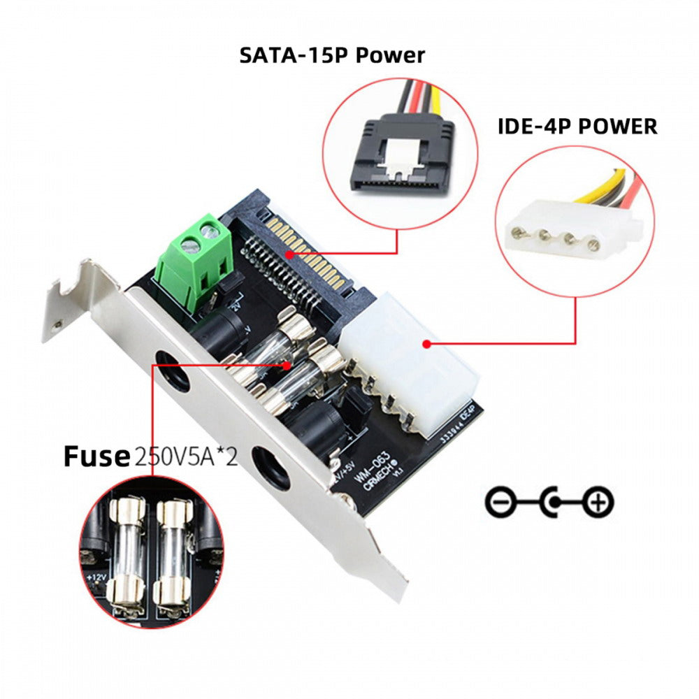 DC 12V 5V Output Power System Intelligent Control Management System Power Card with PCI-E Bracket for Monitor Router PW-030