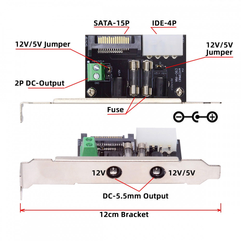 DC 12V 5V Output Power System Intelligent Control Management System Power Card with PCI-E Bracket for Monitor Router PW-030