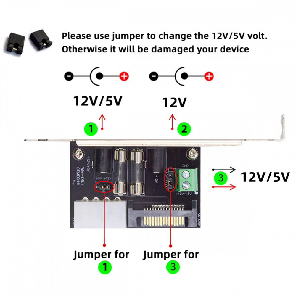 DC 12V 5V Output Power System Intelligent Control Management System Power Card with PCI-E Bracket for Monitor Router PW-030