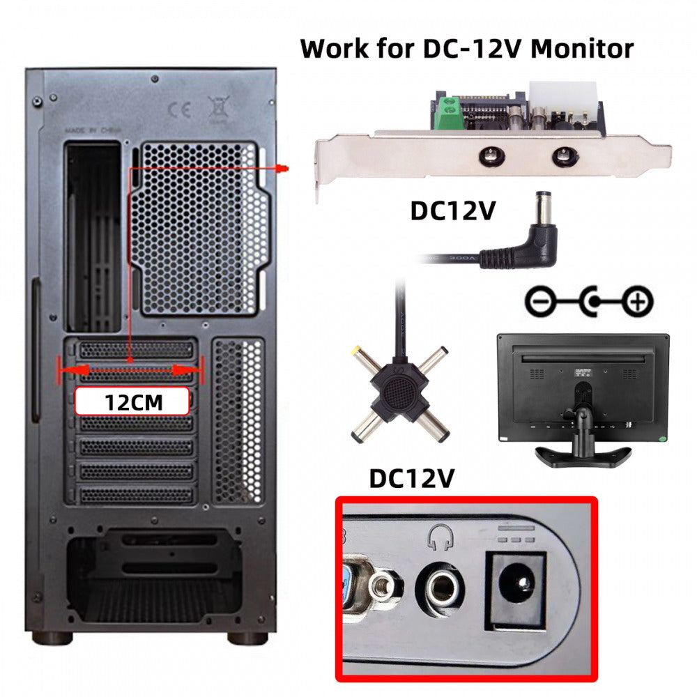 DC 12V 5V Output Power System Intelligent Control Management System Power Card with PCI-E Bracket for Monitor Router PW-030