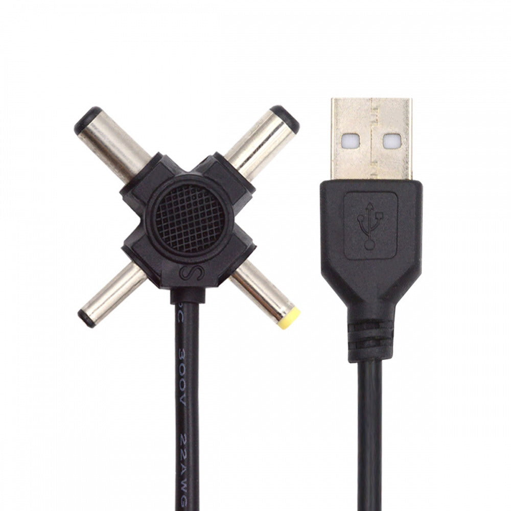 USB 2.0 Type-A Male to 4-in-1 DC 5V 5.5x2.5mm 5.5x2.1mm 4.0x1.7mm 3.5x1.3mm Power Plug Barrel Connector Charge Cable PW-010-AM