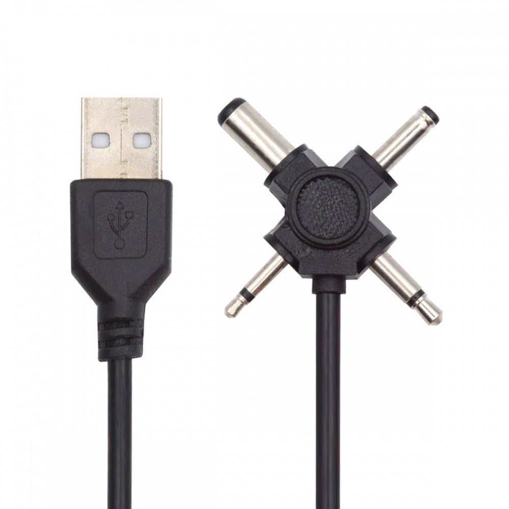 USB 2.0 Type-A Male to 4-in-1 DC 5V 5.5x2.1mm 4.0x1.7mm Mono 3.5mm 2.5mm Power Plug Barrel Connector Charge Cable PW-010-MO