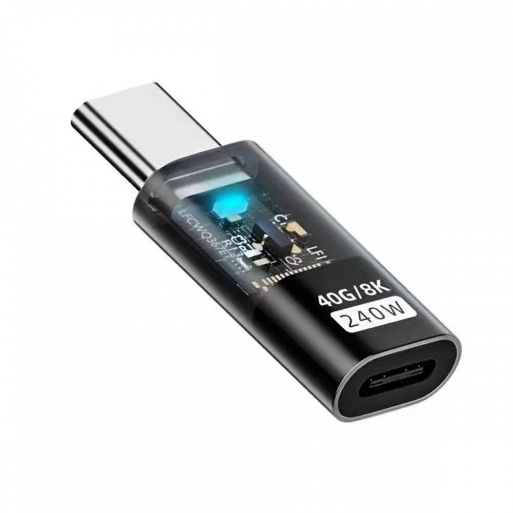 Transparent LED USB4 Type C Male to Female Extension 240W Power 40Gbps Data 8K Video Adapter for Phone Laptop UC-103-TR