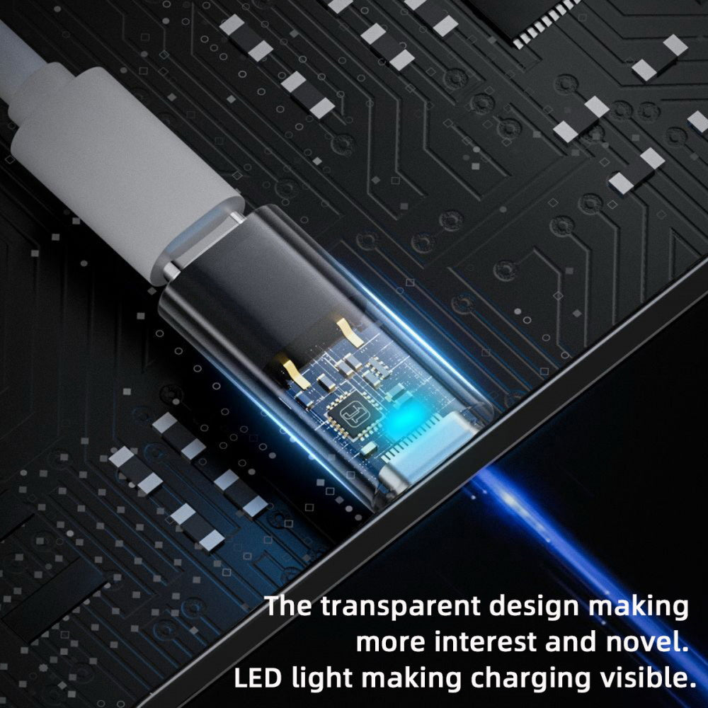 Transparent LED USB-C Type C Male to 8P Female 35W Power 480Mbps Data Adapter Compatible with iPhone15 & Android & Tablet U2-058-LT022