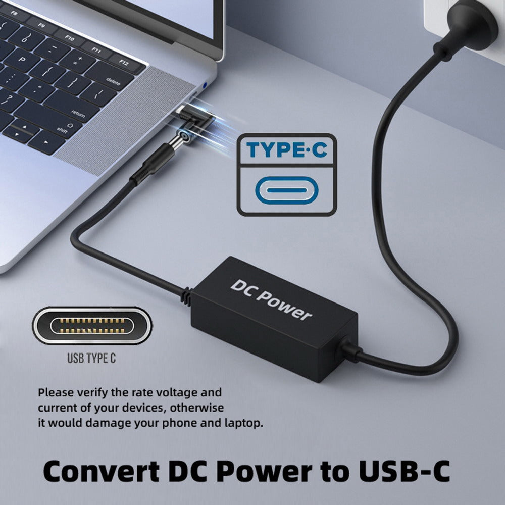 140W 100W DC Jack 6.0x1.4mm Input to USB-C Type-C Angled 90 Degree Power Plug Charge Adapter for Laptop Phone UC-066-6014MM