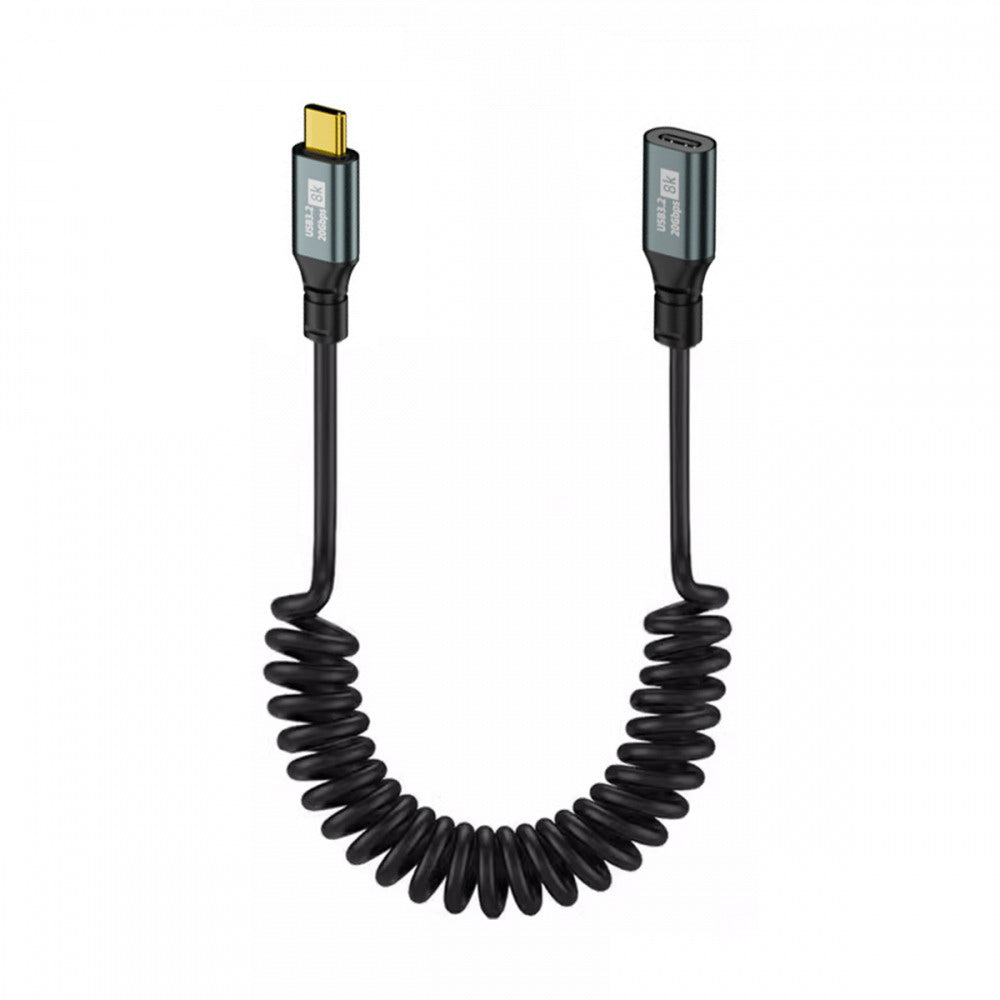 Stretch Coiled USB-C USB4 Cable 20Gbps 100W 8K for Laptop Keyboard Tablet Type-C Male to Female Extension Cable Power & Data UC-164-CF-1.8M