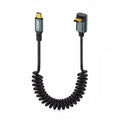 Stretch Coiled USB-C USB4 Cable 20Gbps 100W 8K Type-C Up Angled Male to Male Cable Power & Data for Laptop Keyboard Tablet UC-164-UP-1.8M