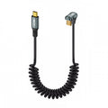 Stretch Coiled USB-C USB4 Cable 20Gbps 100W 8K Type-C Opposite Back Angled Male to Male Cable Power & Data for Laptop Keyboard Tablet UC-164-OS-1.8M