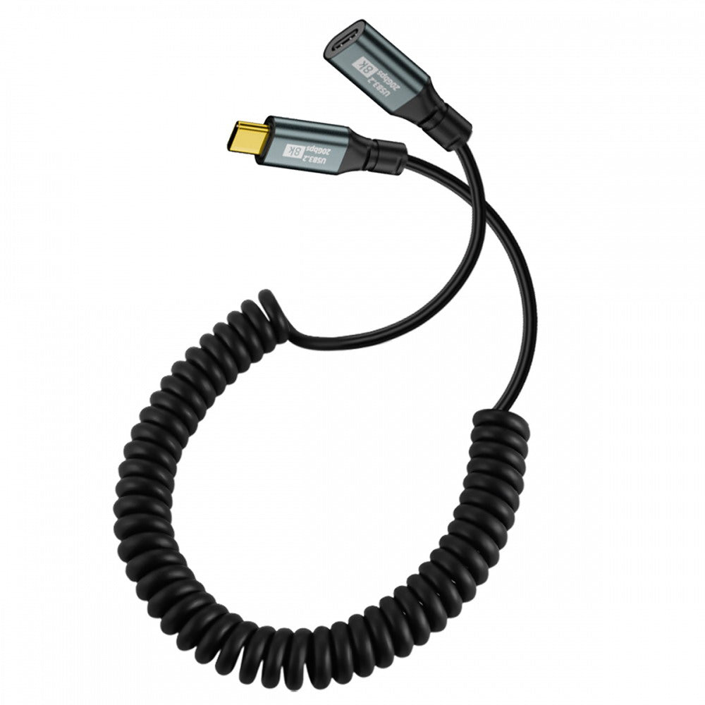 Stretch Coiled USB-C USB4 Cable 20Gbps 100W 8K for Laptop Keyboard Tablet Type-C Male to Female Extension Cable Power & Data UC-164-CF-1.8M