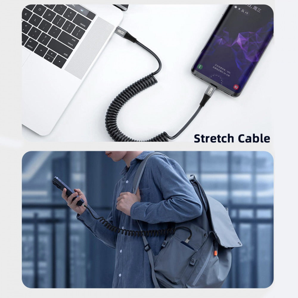 Stretch Coiled USB-C USB4 Cable 20Gbps 100W 8K for Laptop Keyboard Tablet Type-C Male to Female Extension Cable Power & Data UC-164-CF-1.8M