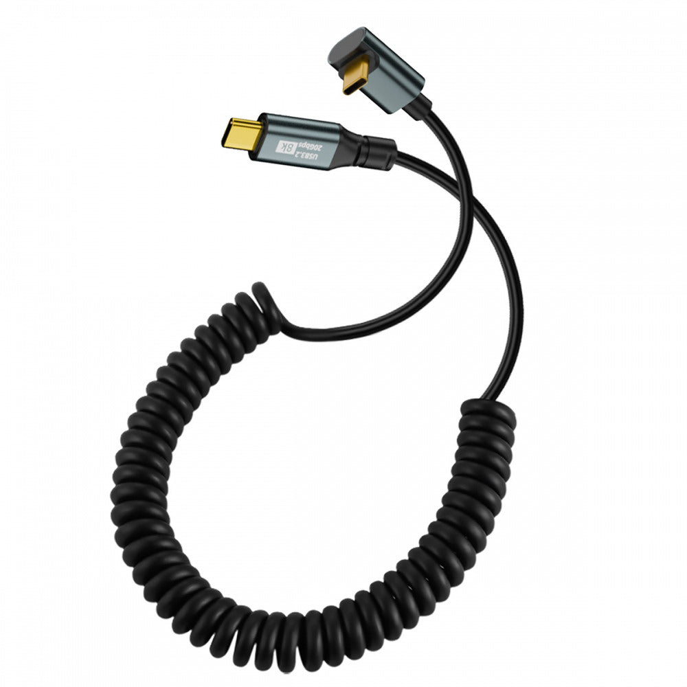 Stretch Coiled USB-C USB4 Cable 20Gbps 100W 8K Type-C Up Angled Male to Male Cable Power & Data for Laptop Keyboard Tablet UC-164-UP-1.8M
