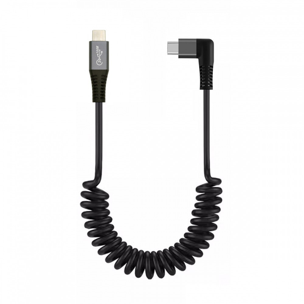 Stretch Coiled USB-C USB4 Cable 20Gbps 100W 8K Type-C Right Angled Male to Male Cable Power & Data for Laptop Keyboard Tablet UC-164-RI-1.8M