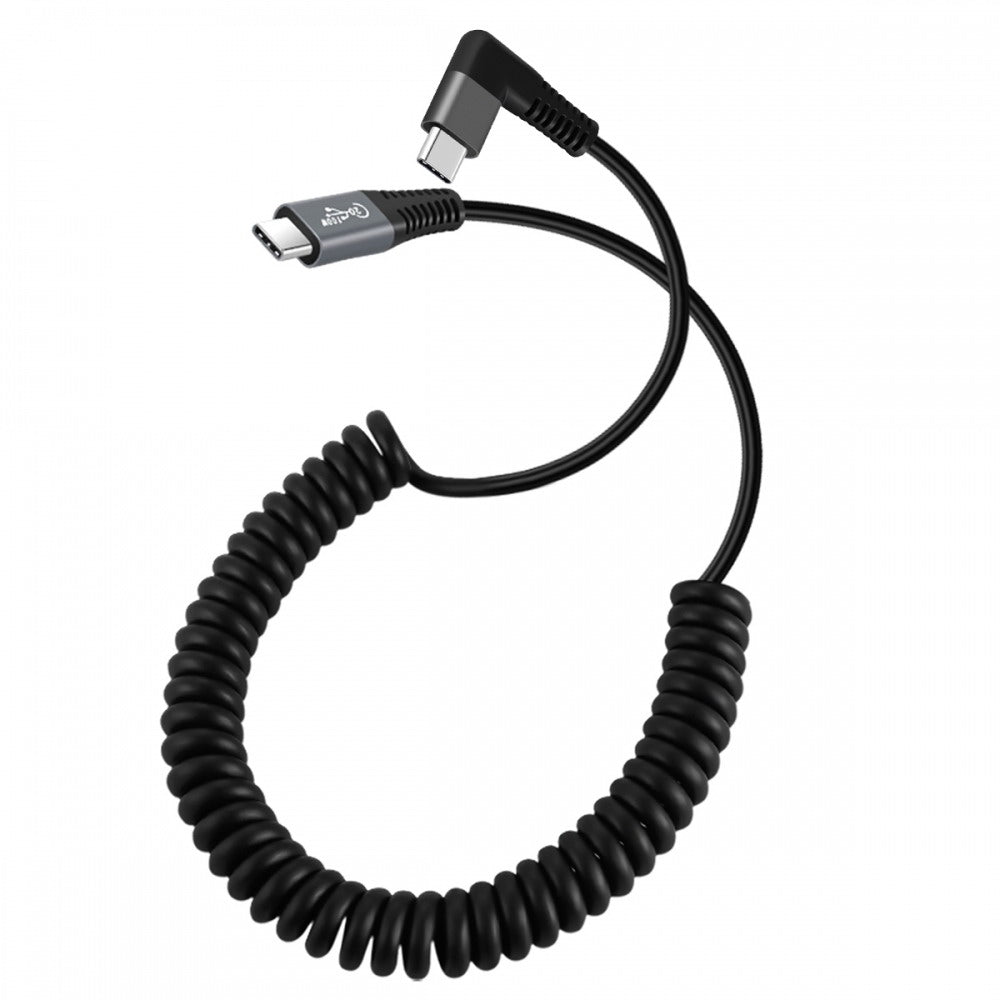 Stretch Coiled USB-C USB4 Cable 20Gbps 100W 8K Type-C Right Angled Male to Male Cable Power & Data for Laptop Keyboard Tablet UC-164-RI-1.8M