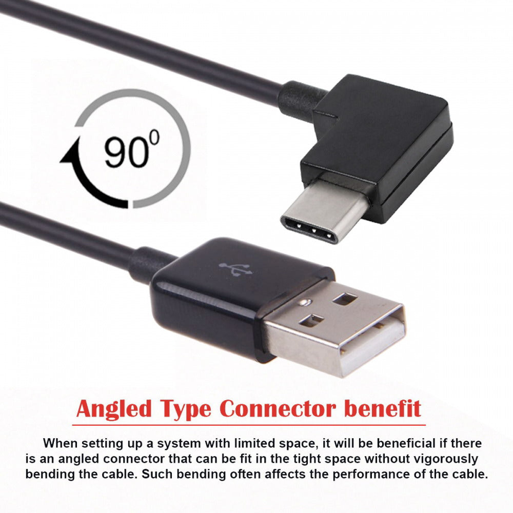 Right Angled Type C USB-C to USB 2.0 Cable 90 Degree Connector for Tablet  Mobile Phone CC-UC-011-BK