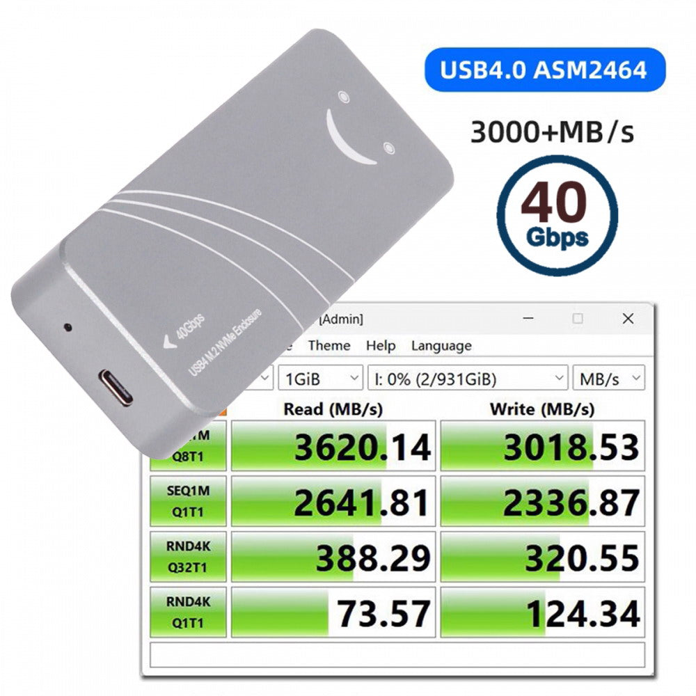 Type-C USB4 40Gbps to PCI-E 4.0 X4 SSD NVME NGFF M-Key Enclosure USB-C 20Gbps ASM2464 Chipset UC-116-SL