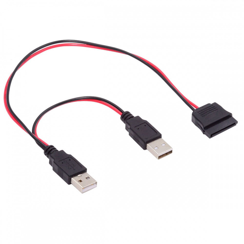 DC 5V Dual USB to SATA 15Pin Power Cable for 2.5 inch SATA HDD SSD Disk Driver 5V 2A Max U2-070-2P