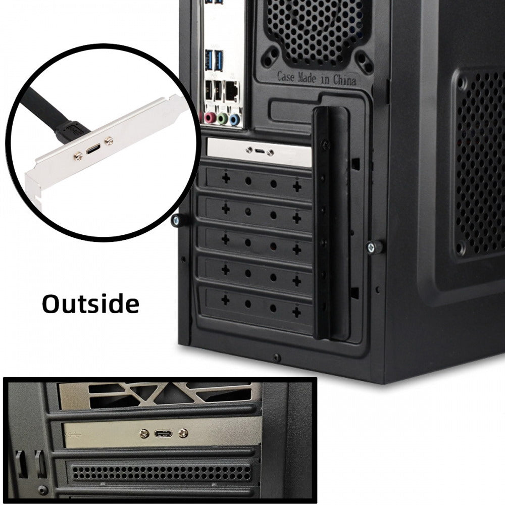 USB 3.2 Type-E IDC 20Pin Front Panel Header to USB-C Type-C Female Extension Cable 20Gbps with Panel Mount Screw UC-037-20G