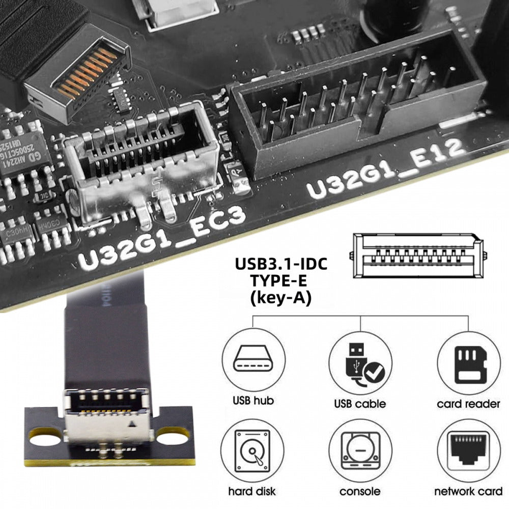USB 3.1 Front Panel Header Male to Female Type-E IDC 20Pin Motherboard Extension Data Cable 50cm UC-024