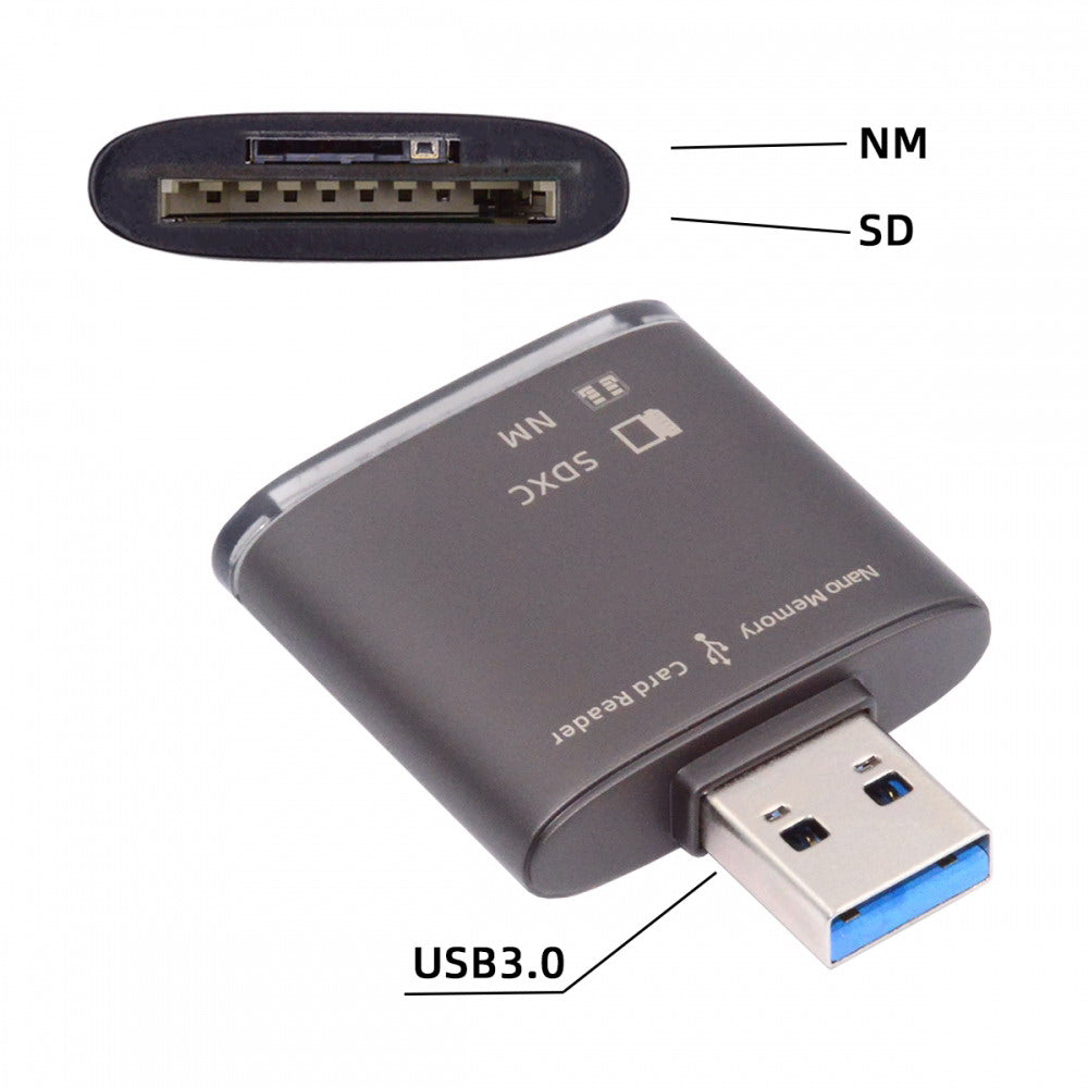 USB 3.0 to NM Nano Memory Card & SD Card Reader Writerfor Mate Seial Phone & Camera & Laptop U3-061