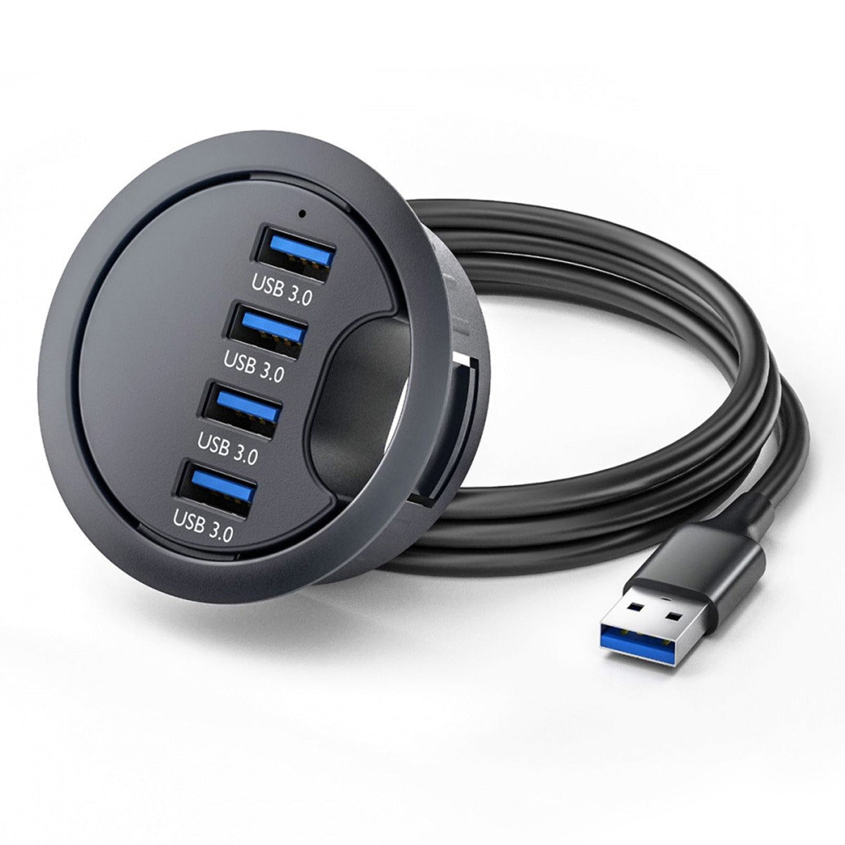 USB 3.0 Hub 4 Port USB 60mm Desk Grommet Splitter Dock Station Interface for Desktop PC Desk U3-095-HUB01