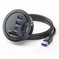 USB 3.0 Hub SD TF USB-C 2 Port USB 60mm Desk Grommet Splitter Dock Station Micro-SD Card Reader for Desktop PC U3-095-HUB04