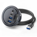 USB 3.0 Hub Sound Card USB-C 2 Port USB 60mm Desk Grommet Splitter Dock Station Headphone Mic Audio Interface for Desktop PC Desk U3-095-HUB05