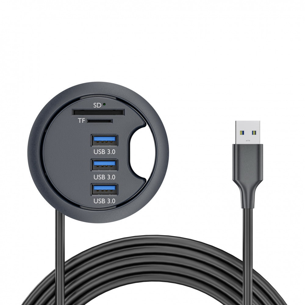 USB 3.0 Hub SD TF 3 Port USB 60mm Desk Grommet Splitter Dock Station Micro-SD Card Reader for Desktop PC Desk U3-095-HUB02