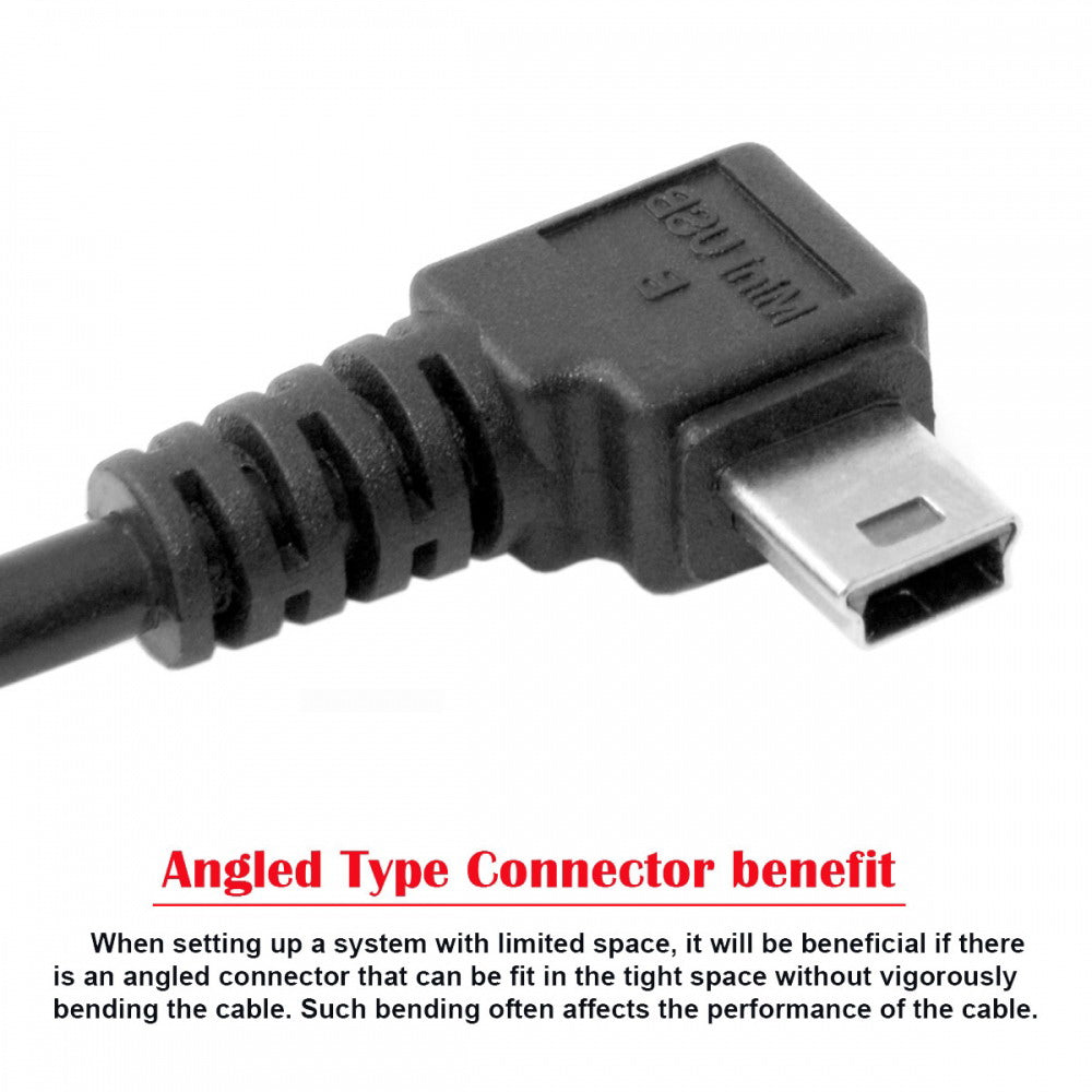 Mini USB B Type 5pin Male Right Angled 90 Degree to USB 2.0 Male Data Cable with Ferrite U2-057-RI-3.0M/U2-057-RI-5.0M
