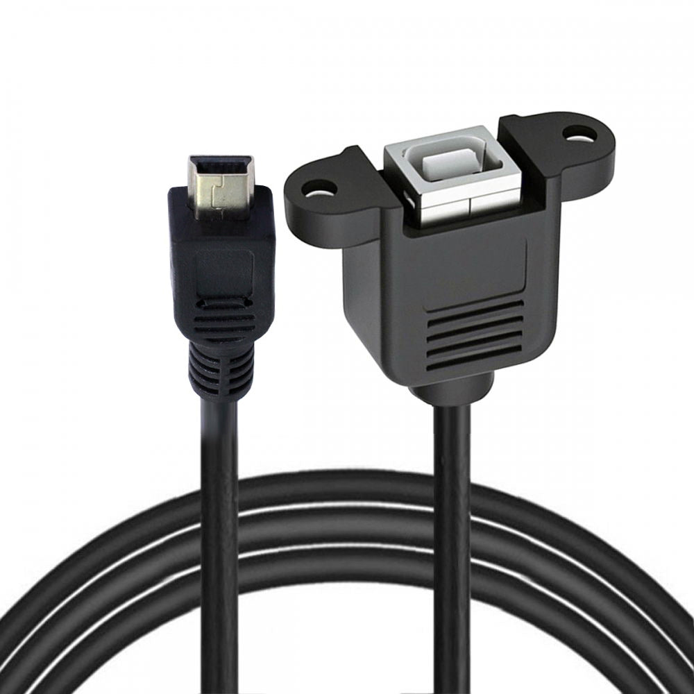Mini USB B Type 5pin Male to USB 2.0 B Type Female Data Cable Panel Mount Type U2-059-BK