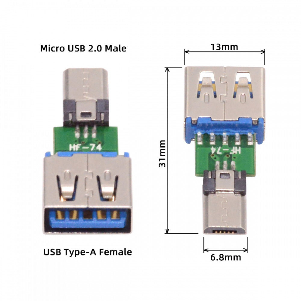 5pcs/lot Micro USB 2.0 5Pin Male Connector to USB Type-A Female OTG Data PCBA Adapter for Tablet Phone CN-016-AF