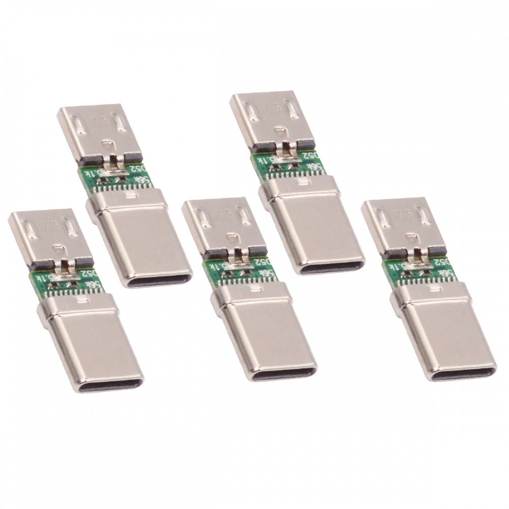 5pcs/lot Micro USB 2.0 5Pin Female Connector to USB Type-C Male Power Data PCBA Adapter for Tablet Phone Laptop CN-016-CM