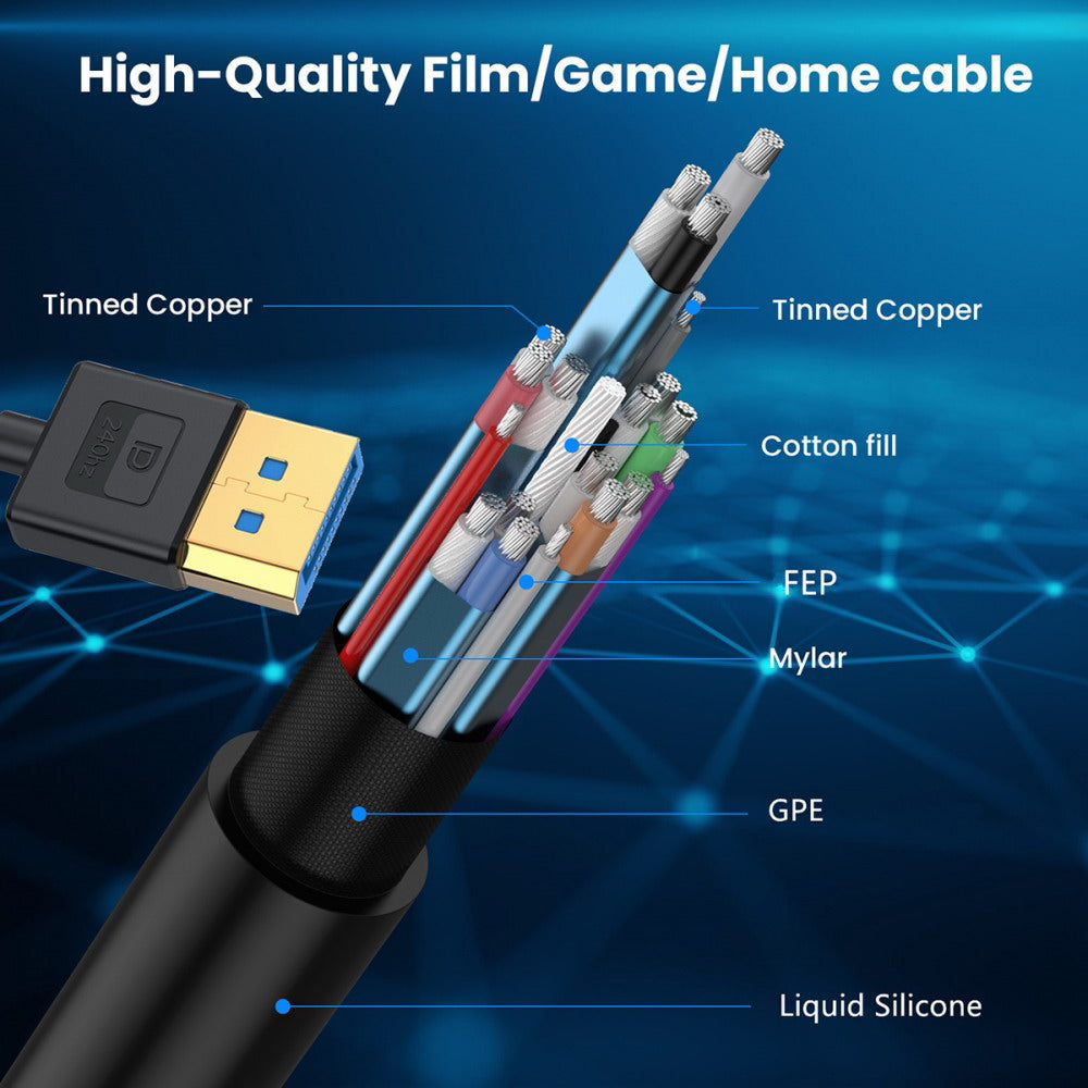 Ultrafine DisplayPort 1.4 DP to DP Cable 8K 60hz Cable Ultra-HD UHD 4K 144hz for Desktop Laptop Monitor Graphics Card 100cm DP-011-BK