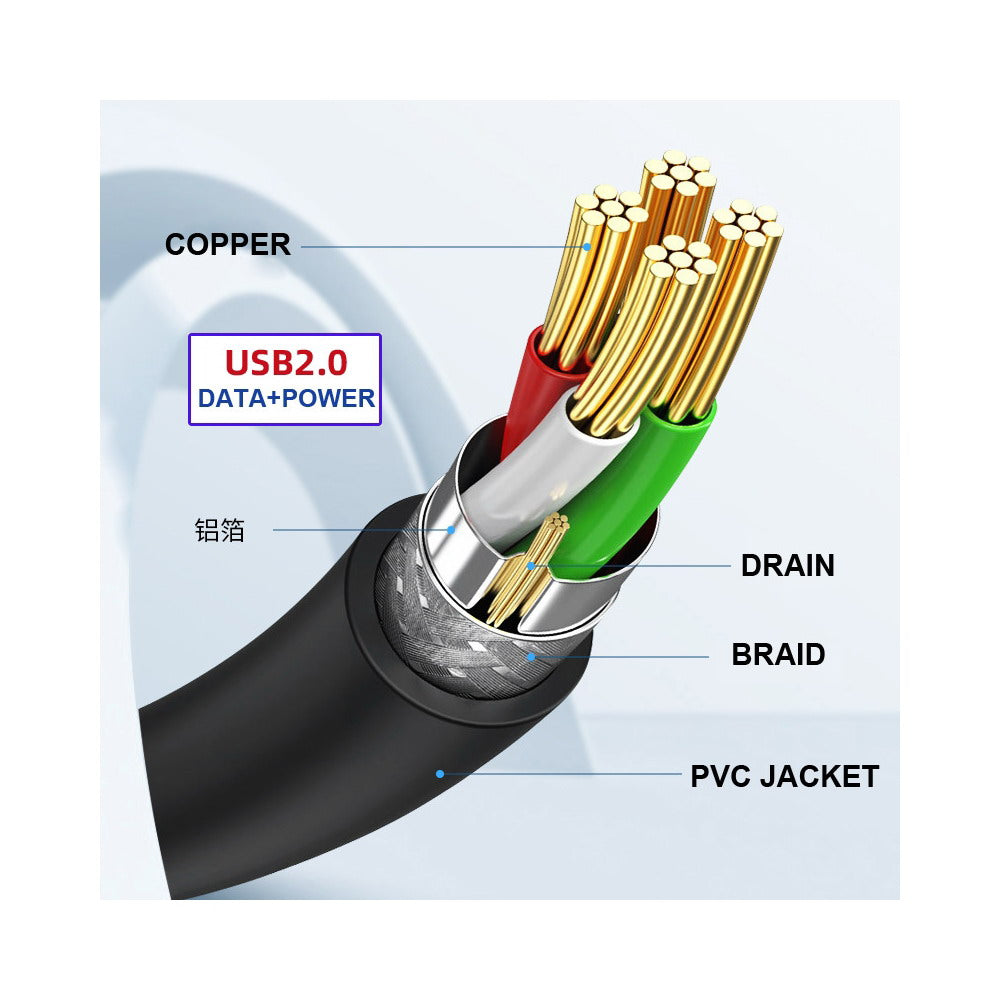 Single USB 2.0 Male Type-A to Motherboard 9Pin 10Pin Male Header Cable with Sleeve 20cm U2-076