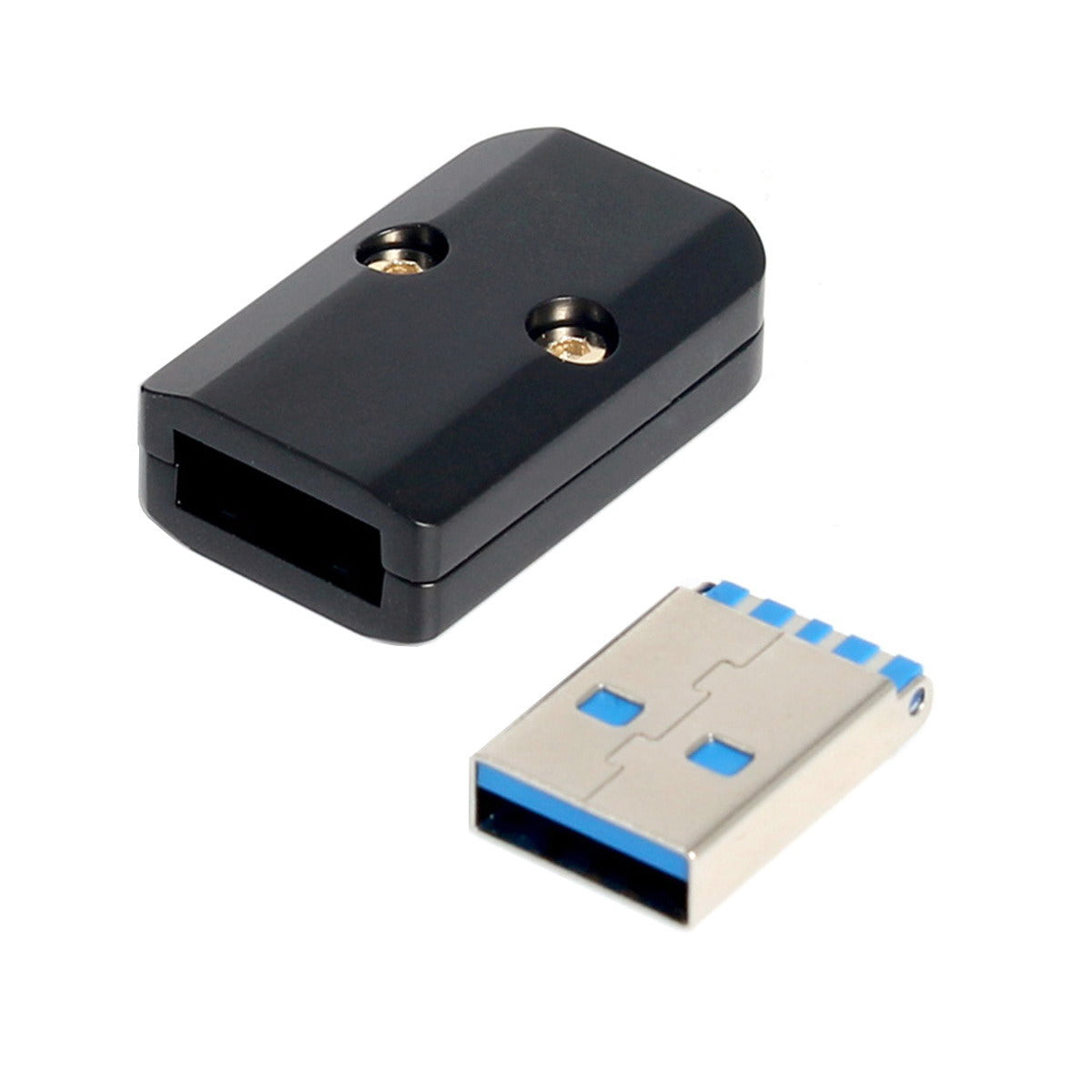 USB 3.0 Type-A Male Plug Connector Solder Type with Aluminum Alloy Shell Black Customization for 6.0mm Cable CN-024-MA