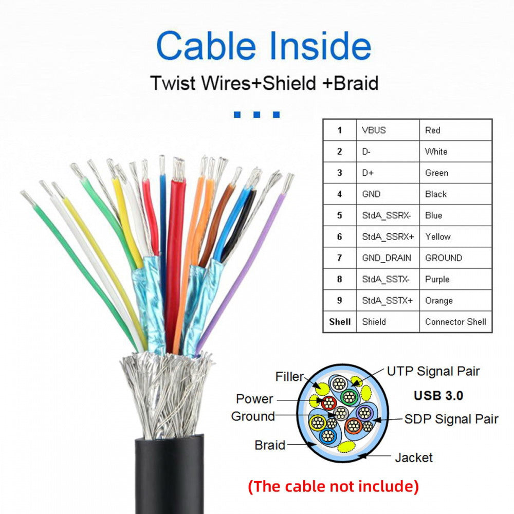 USB 3.0 Type-A Male Plug Connector Solder Type with Aluminum Alloy Shell Black Customization for 6.0mm Cable CN-024-MA
