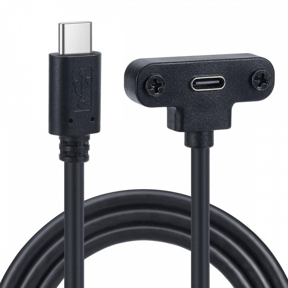 USB-C 480Mbps Type-C Male to Up Angled Female Extension Data Screw Locking Cable for Camera VR UC-171-0.3M