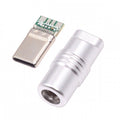 USB 3.1 Type-C Male Plug Connector Solder Type with Aluminum Alloy Shell Silver Customization for 4.0mm~6.0mm Cable CN-026-SL