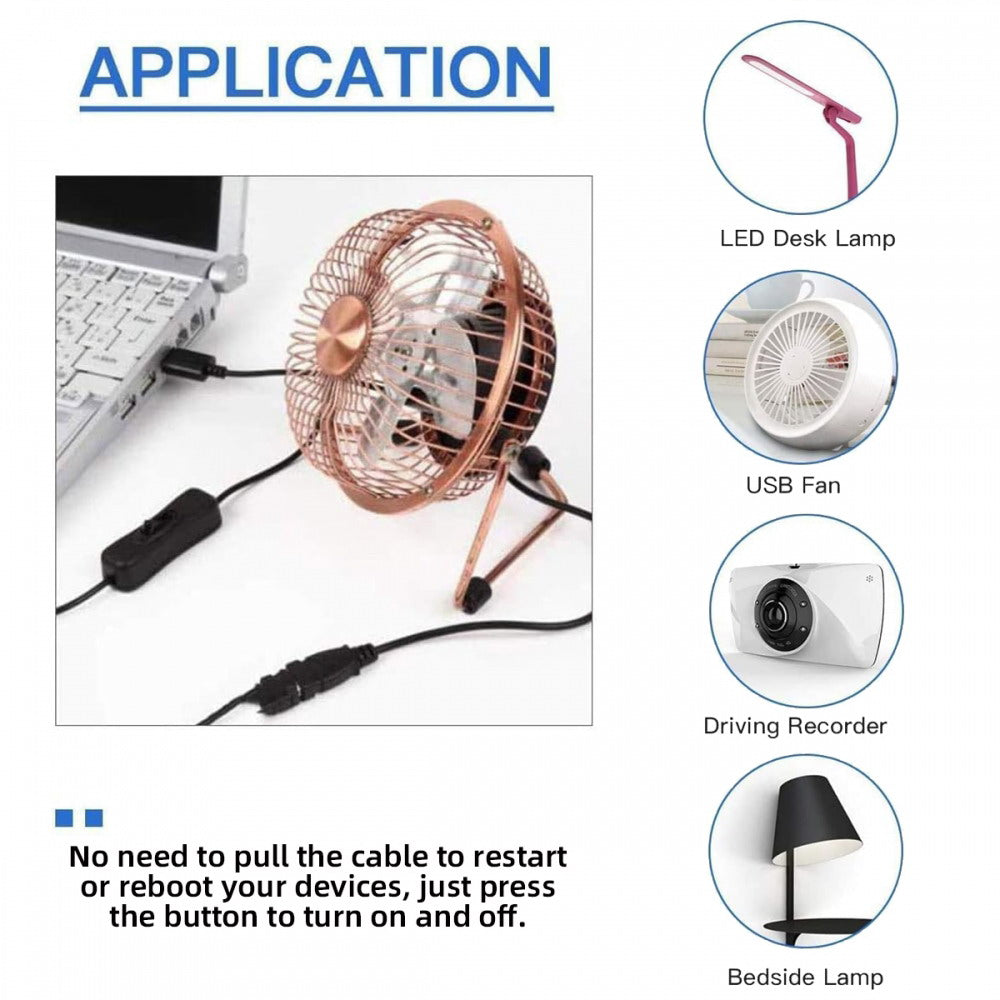 USB2.0 Cable with On Off Power Switch Button USB Type-A Male to Female for DC 5V Desk Lamp Fan Camera PW-012-AM