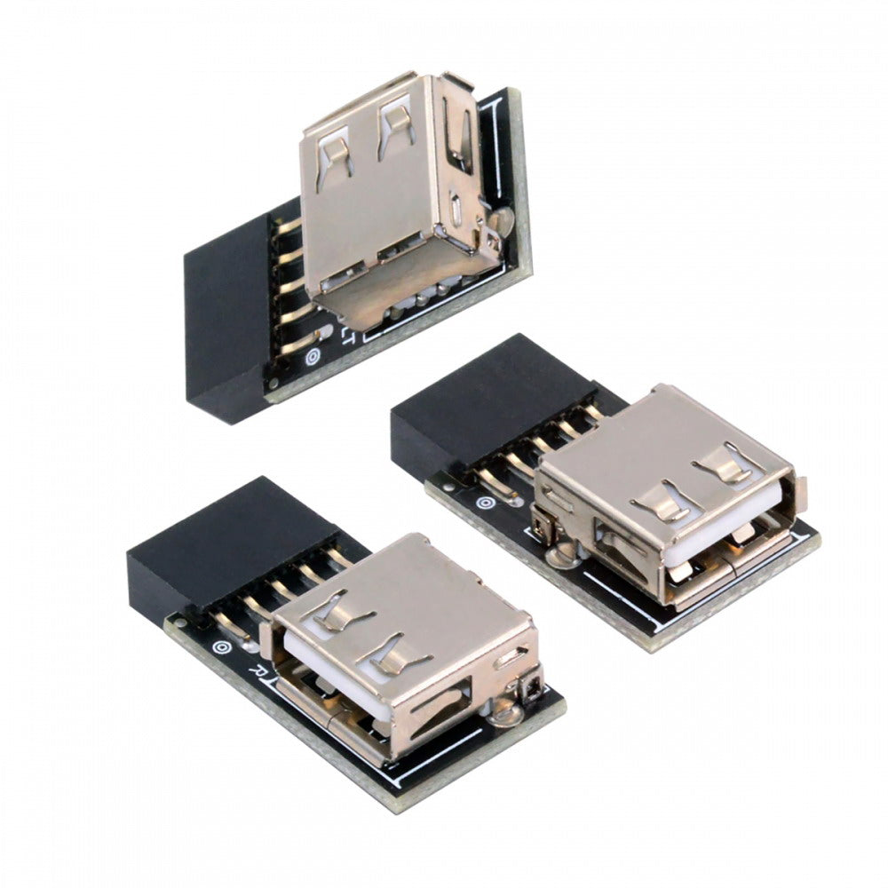 3pcs/set 9Pin/10Pin Motherboard Front Panel Header Female to Single USB 2.0 Female Adapter Vertical Angled Type 90 Degree U2-075-1P