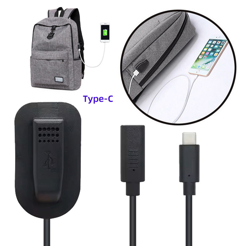 USB-C 65W Type-C Male to Female Extension Cable for Backpack Charging Practical Convenient Outdoor Travel Camping External UC-172