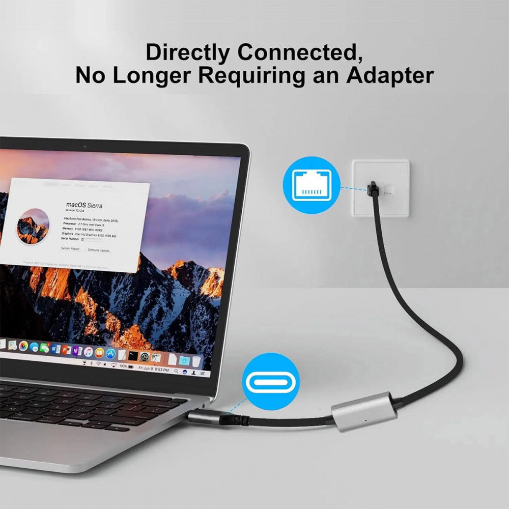 USB-C to Ethernet Cable USB Type-C to RJ45 Male Cord Directly Connected 1000Mbps Gigabit LAN Network Compatible with Thunderbolt3 UT-024-TC