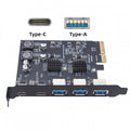 Three Type-A USB3.0 Back Panel Socket & Dual USB3.1 Type-C USB-C to PCI-E Express Card Adapter ASM3142 VL822 UC-083-5P