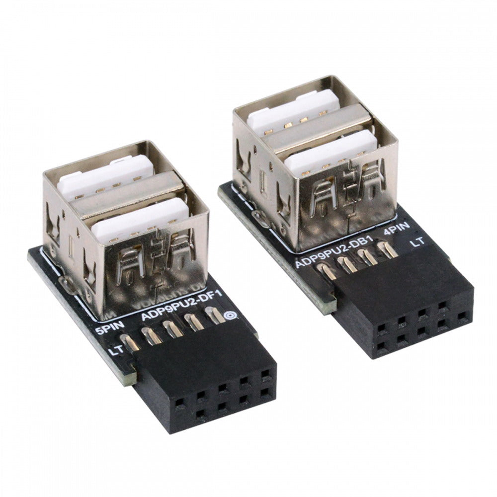 2pcs/lot 9Pin 10Pin Motherboard Female Header to Dual USB 2.0 Female Adapter Horizontal Type U2-029-AF002