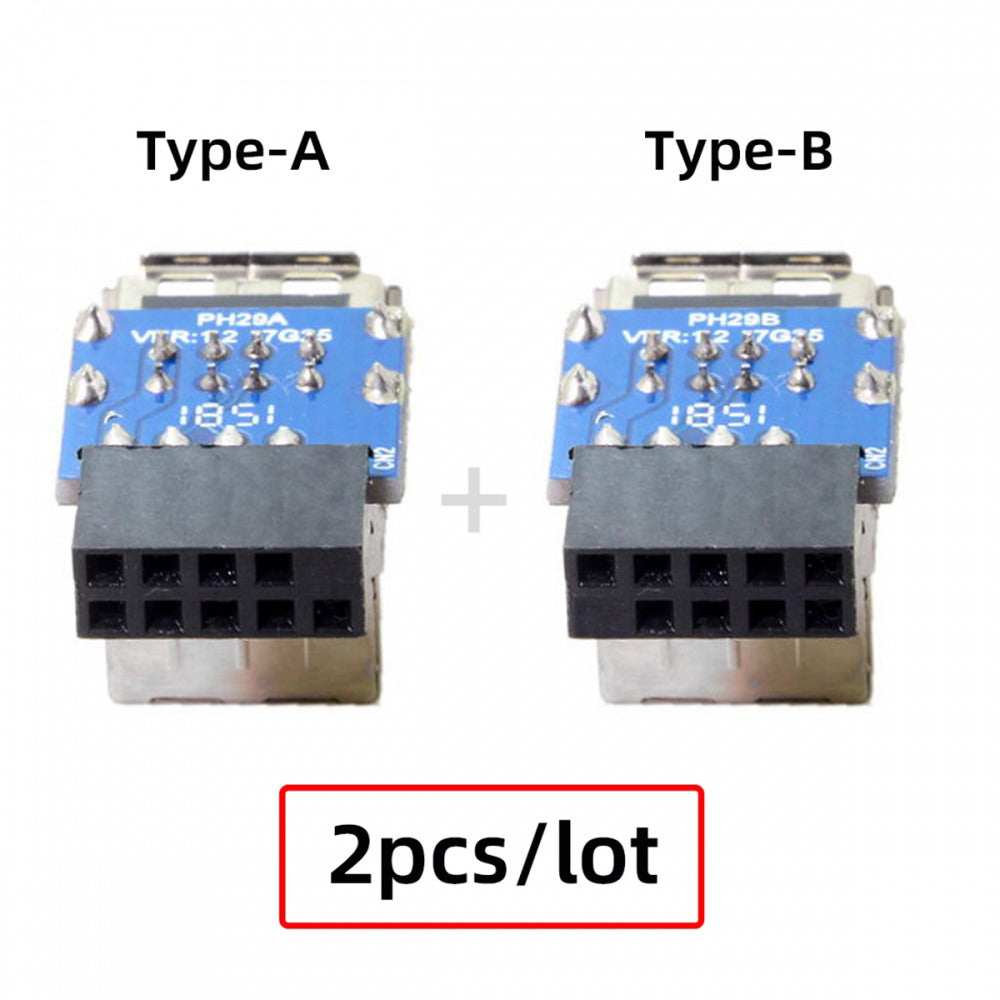 2pcs 9Pin/10Pin Motherboard Female Header to Dual USB 2.0 Female Adapter Vertical Type U2-029-AF001